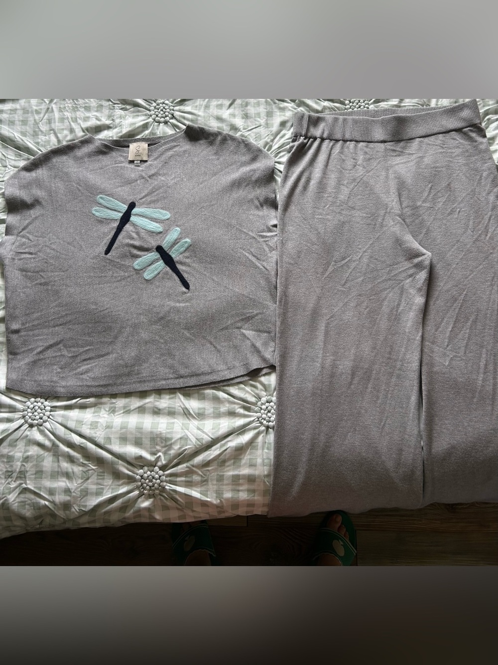 Sioni Gray Two-Piece Knit Set with Dragonfly Motif large